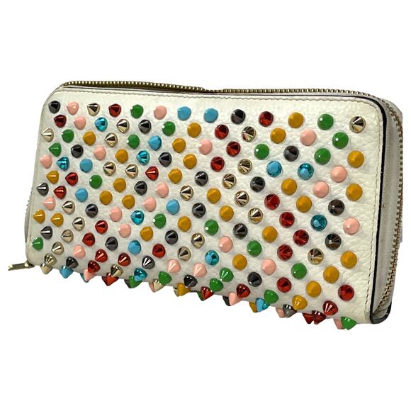 Christian Louboutin Panettone Spiked Zip Around Wallet White Multicolor - Picture 5 of 16